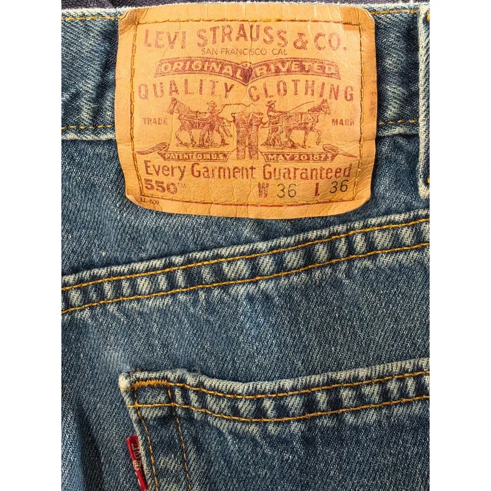 VTG 90's Western Ranch Levis 550 Relaxed Fit Jeans 36x36 Blue Denim Made in USA